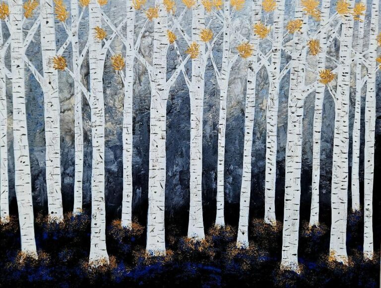 Wintertime birches abstract art